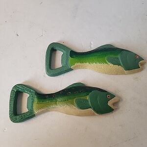 Pair Of Handpainted Cast Iron Fish-Shaped Bottle Openers